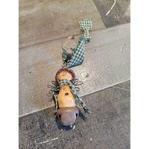 Snowman star Bell ornament plaid Xmas decor